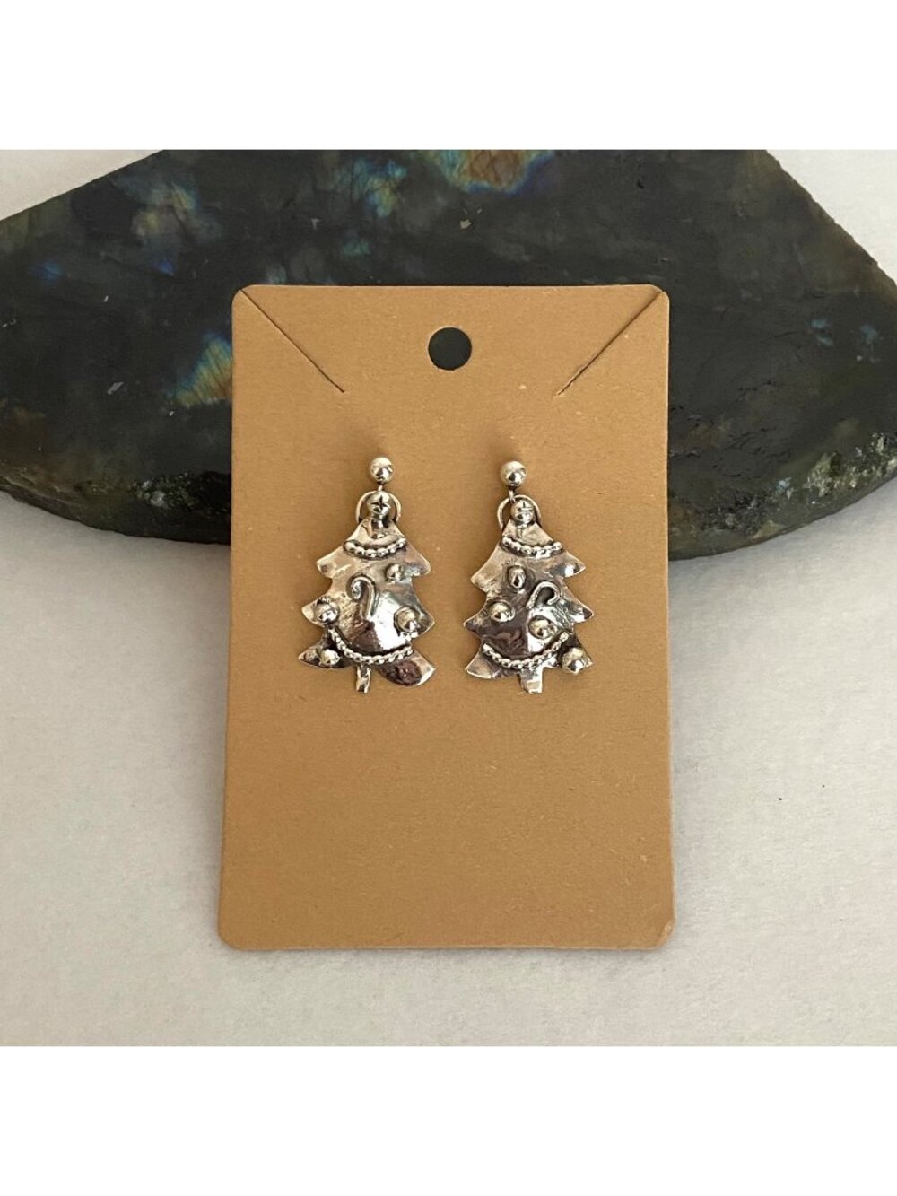 VTG Sterling Silver P. FALES Denmark Christmas Tree Dangle Drop Post Earrings